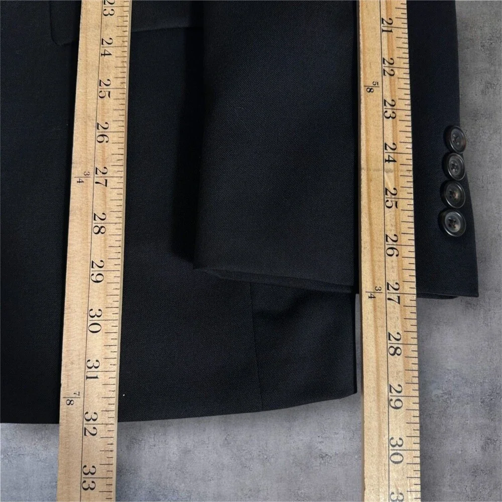 HART SCHAFFNER MARX Men's Blazer 46L Sport Coat 2-Button Suit Jacket Black Wool